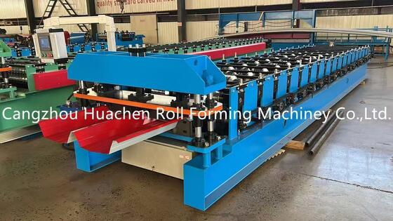Machine de formage de rouleaux de tôles de toiture en acier à 24 rouleaux avec acier 45# trempé et plaqué et garantie de 12 mois