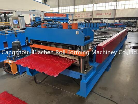 Machine de formage de rouleaux de tuiles vitrées à coupe hydraulique de 4 kW avec une largeur de bobine de 1200 mm et un rouleau de 12 stations