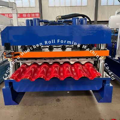 1220mm largeur du panneau de tôle vitrée machine de formage en rouleau avec 18 stations rouleau et chaîne d'entraînement pour la construction en acier