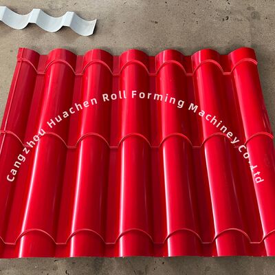 1220mm largeur du panneau de tôle vitrée machine de formage en rouleau avec 18 stations rouleau et chaîne d'entraînement pour la construction en acier