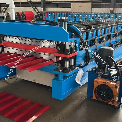 Machine de formage à rouleaux à double couche avec une puissance de 5,5 kW Vitesse de 8 à 10 m/min et contrôle PLC Panasonic pour panneaux vitrés de tuiles et tôles de toit en acier coloré