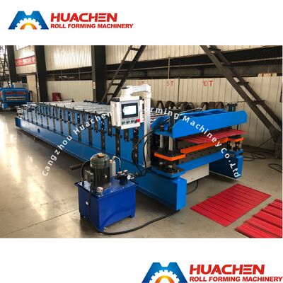 Machine de formage de rouleaux à double couche pour panneaux émaillés avec une largeur de 1250 mm, une vitesse de 15 m/min et un matériau PPGI/GI